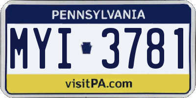 PA license plate MYI3781