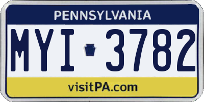 PA license plate MYI3782