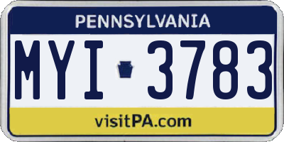 PA license plate MYI3783