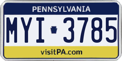 PA license plate MYI3785