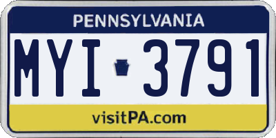 PA license plate MYI3791