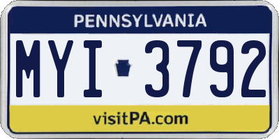 PA license plate MYI3792