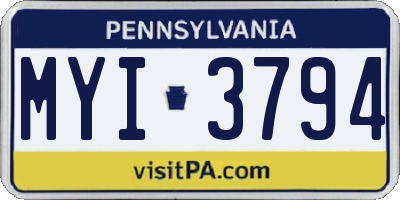 PA license plate MYI3794