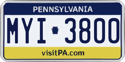 PA license plate MYI3800
