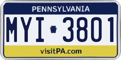 PA license plate MYI3801