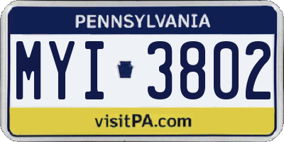PA license plate MYI3802