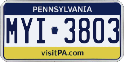 PA license plate MYI3803