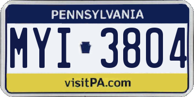 PA license plate MYI3804