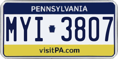 PA license plate MYI3807