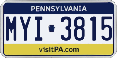 PA license plate MYI3815