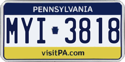 PA license plate MYI3818