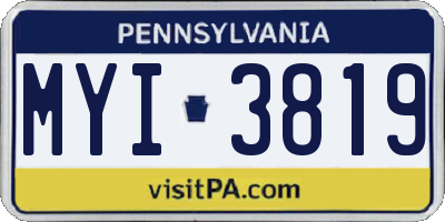 PA license plate MYI3819
