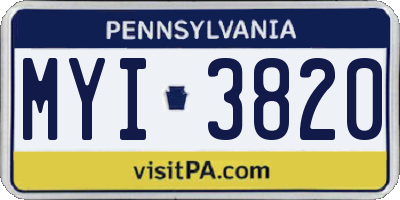 PA license plate MYI3820