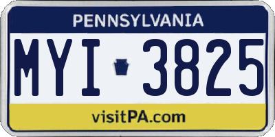 PA license plate MYI3825