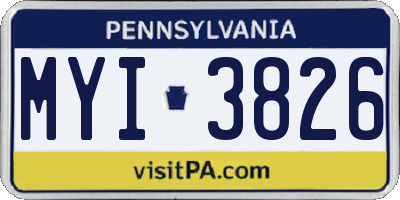 PA license plate MYI3826