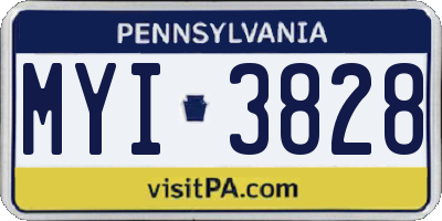 PA license plate MYI3828