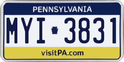 PA license plate MYI3831
