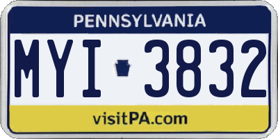 PA license plate MYI3832