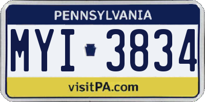PA license plate MYI3834