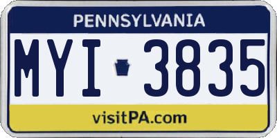 PA license plate MYI3835