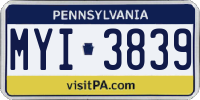 PA license plate MYI3839