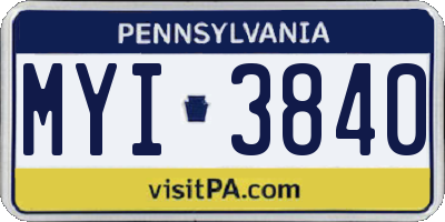 PA license plate MYI3840