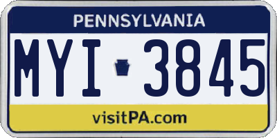 PA license plate MYI3845