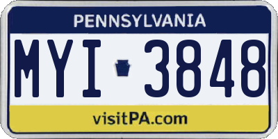 PA license plate MYI3848