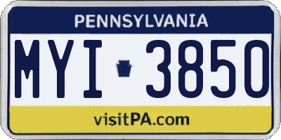 PA license plate MYI3850