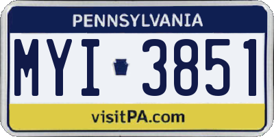 PA license plate MYI3851