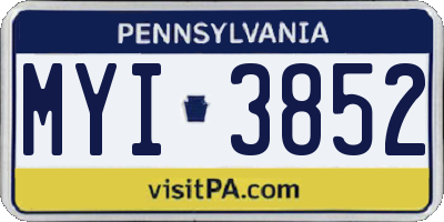 PA license plate MYI3852