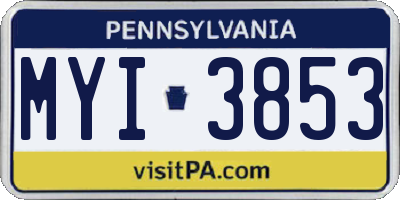 PA license plate MYI3853