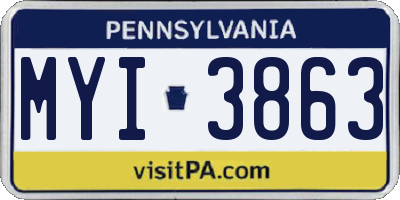 PA license plate MYI3863