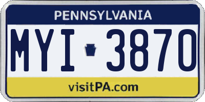 PA license plate MYI3870