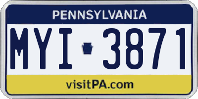 PA license plate MYI3871