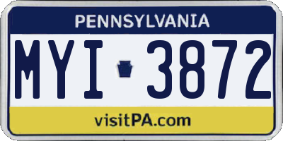 PA license plate MYI3872