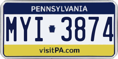 PA license plate MYI3874