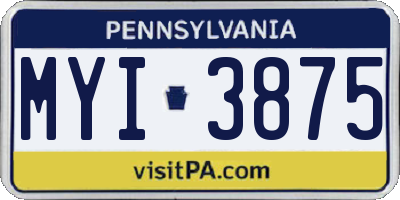 PA license plate MYI3875
