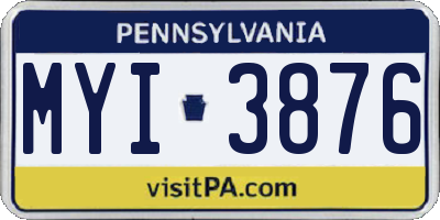 PA license plate MYI3876