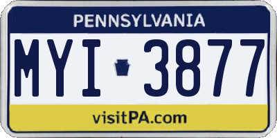 PA license plate MYI3877