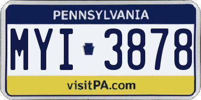 PA license plate MYI3878
