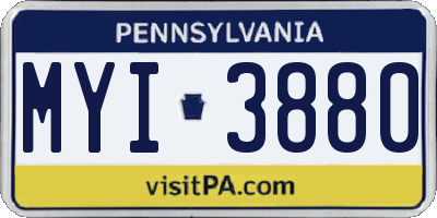 PA license plate MYI3880