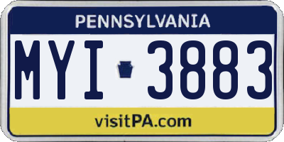 PA license plate MYI3883