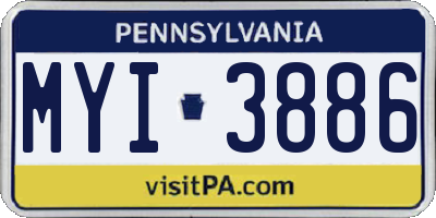 PA license plate MYI3886