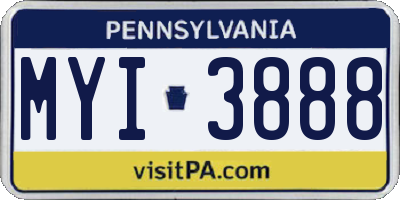PA license plate MYI3888