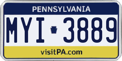 PA license plate MYI3889
