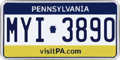 PA license plate MYI3890