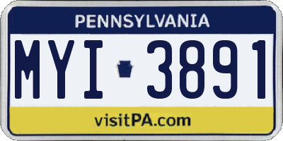 PA license plate MYI3891