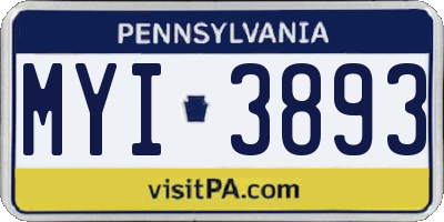 PA license plate MYI3893