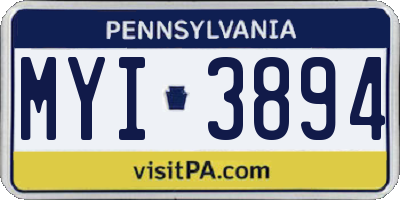 PA license plate MYI3894
